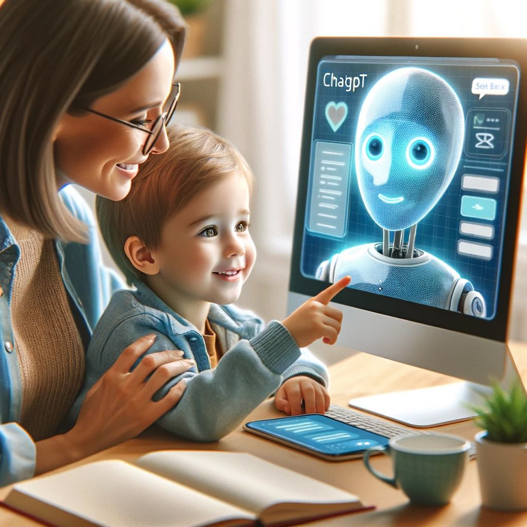 Child and parent using ChatGPT